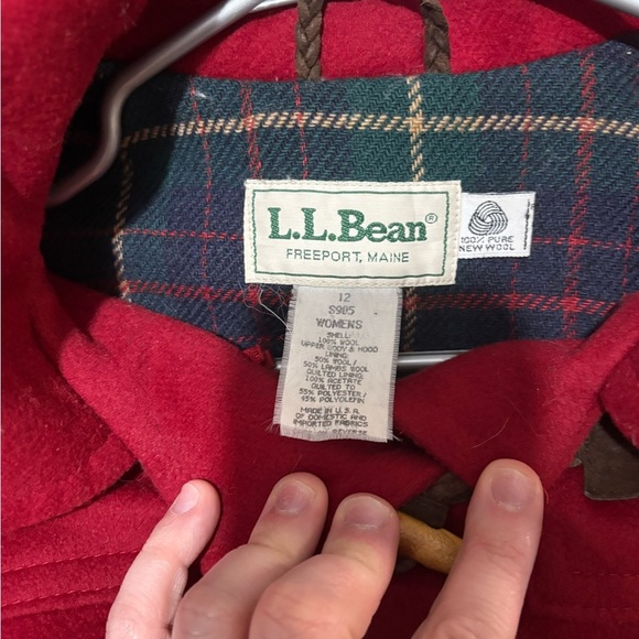 Vintage LL. Bean Vibrant Red Duffle Coat with Wooden Toggles - Picture 9 of 13
